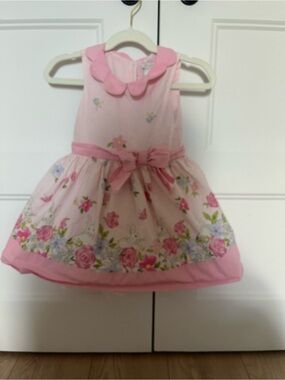 Sweet Pink Floral Bow-Front Party Dress for Girls